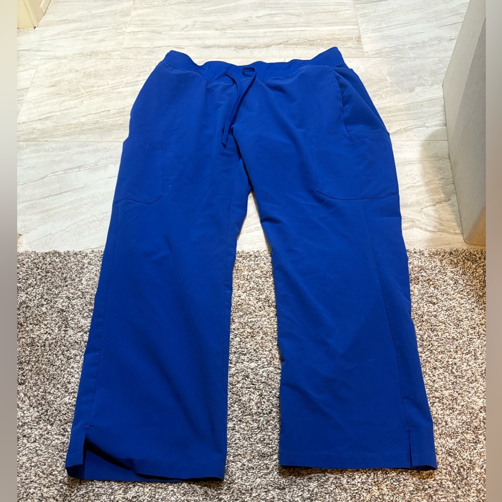 Mandala Women's Petite Large Galaxy blue scrub bottoms